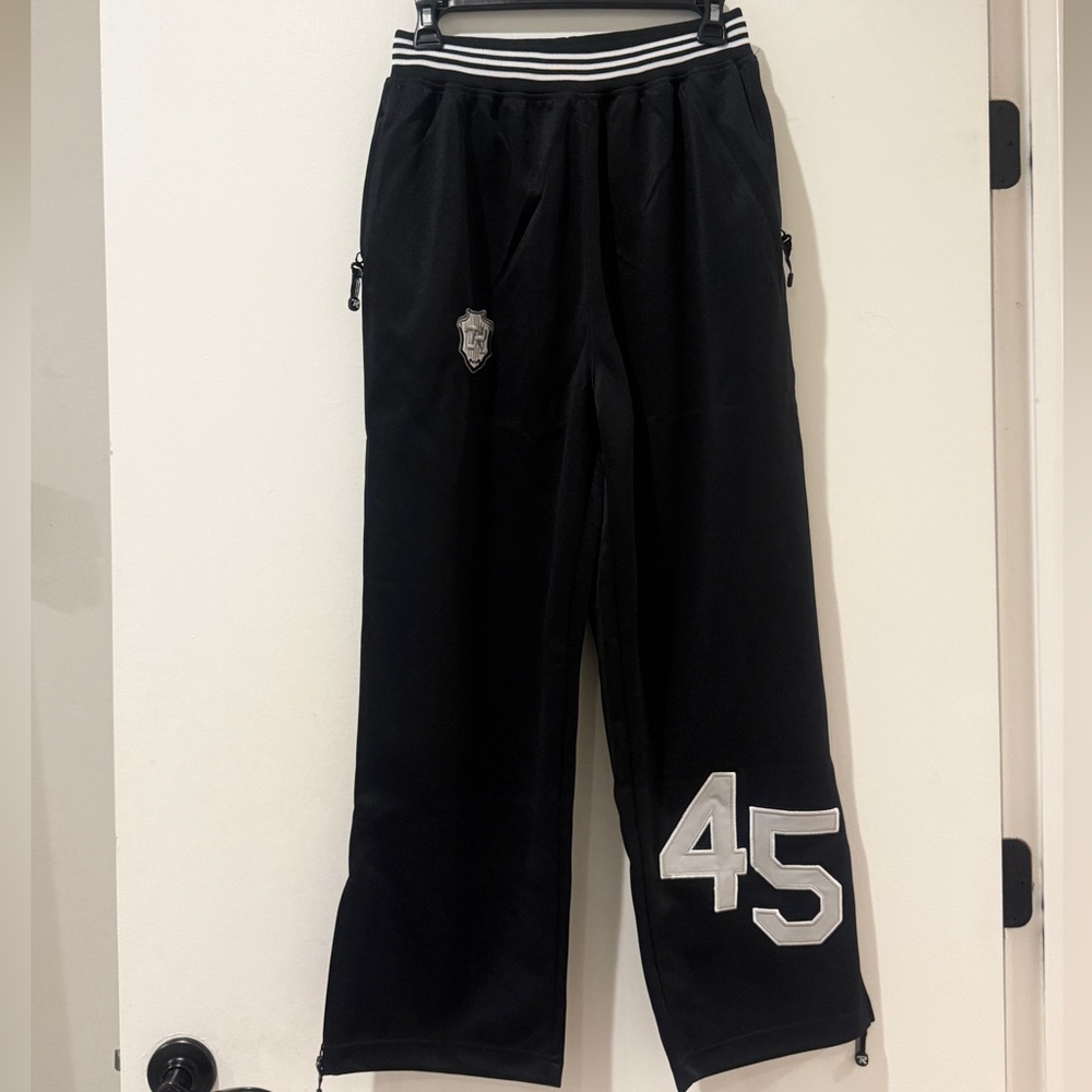 Kids Black Sweatpants with Striped Waistband